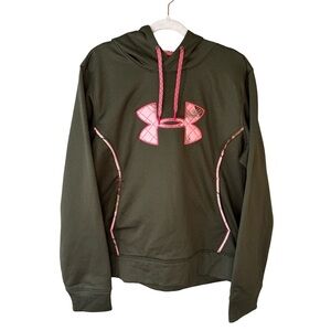 Under Armour Olive Hoodie with Pink Real Tree Trim Size XL Casual Streetwear